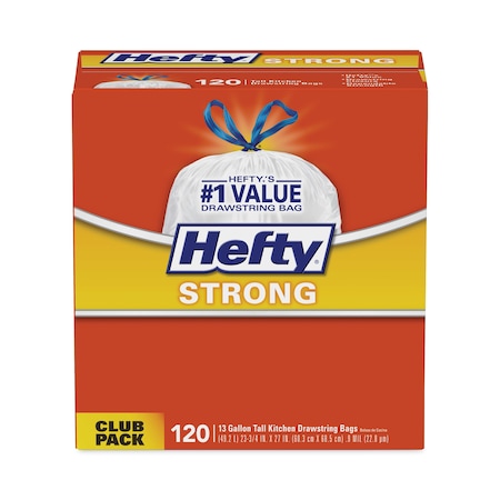 Hefty 13 gal Trash Bags, 23.75 in x 27 in, 0.9 mil, White E84574CT